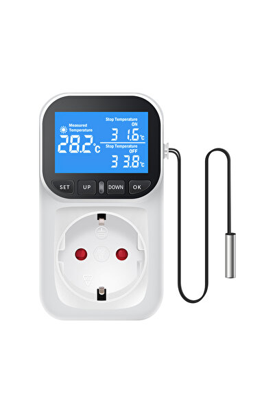 Choice مقبس تحكم رقمي في درجة الحرارة أسود اللون، مزود بقابس أوروبي، ومؤقت، و...