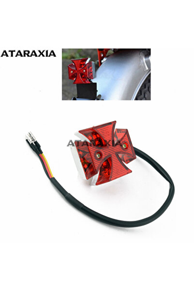 Choice Red Motorcycle Tail Light Cross LED ABS Surround With Red Lens Rear Li...
