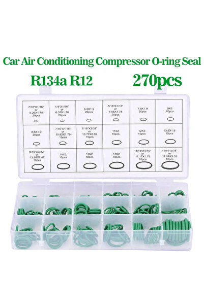 Choice مجموعة حلقات دائرية خضراء مكونة من 270 قطعة، طقم مانع تسرب R134a R12 H...