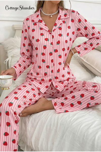 MİSSLALE طقم بيجامة نسائي بأكمام طويلة من ميلان مع أزرار أمامية