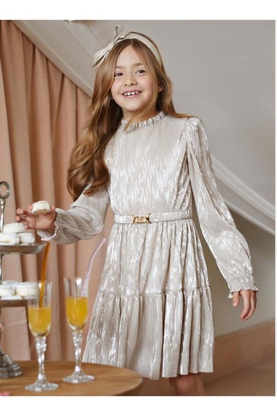 Abel & Lula Cream Girl's Dress Honey Color