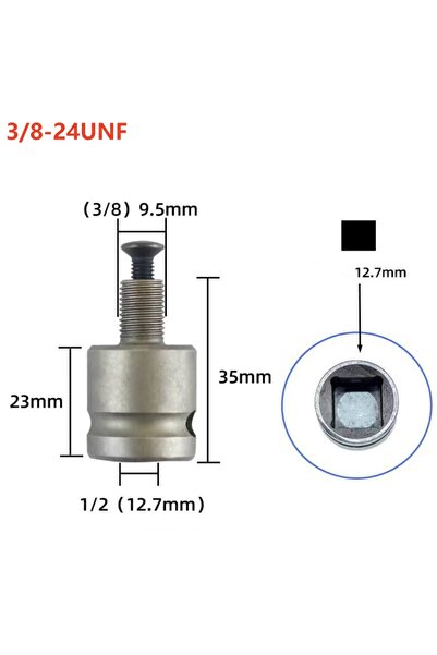 Choice 9.5 Square Adapter Drill Chuck Quick Change Adapter 1/2-20UNF 3/8-24UN...