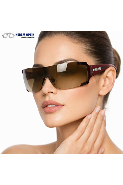 CALDİNİ Unisex Kahverengi Metal Polarize Güneş Gözlüğü Cs105 C16
