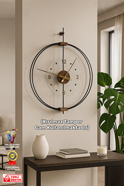 Wallover Design XL Boy Rosa Siyah/Ceviz Premium Çift Çemberli Kırılmaz Camlı ...