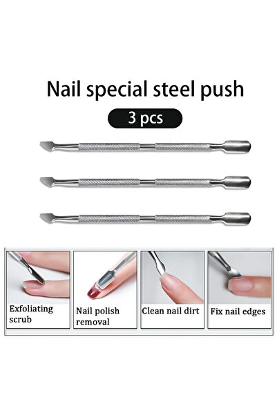 Choice 3Pcs 1/3Pc Cuticle Pusher Stainless Steel Dead Skin Cuticle Remover Ma...