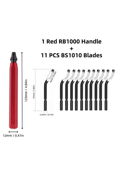 Choice مجموعة أدوات إزالة النتوءات BS1010 الحمراء مع 11 قطعة من الشفرات الدوا...