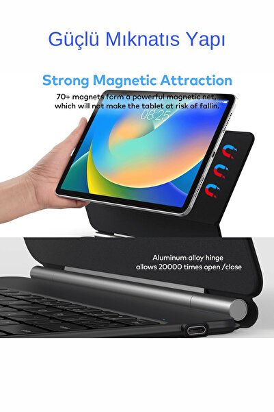 qpen iPad 10. Nesil Uyumlu Magic Style Manyetik Yapışmalı Klavyeli Kılıf
