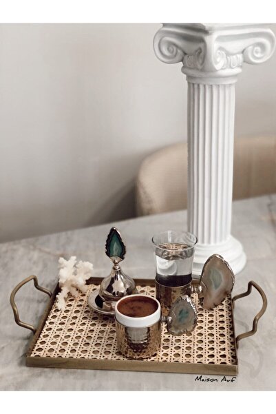 Maison Avf Rattan Hazeran Galvaniz Sunum Tepsi Gold (%100 DOĞAL HAZERAN) M022