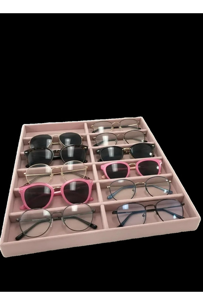 MeGass Dekor قماش سويدي إنتاج محلي لون وردي 38 سم / 36 سم حامل درج عرض النظارات