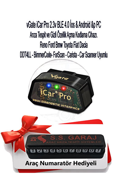 vgate icar Pro V2.3 Bluetooth Ble 4.0 Arıza Tespit Cihazı İos & Android Uyuml...