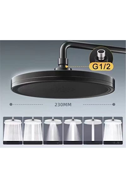 Choice رأس دش مطري جديد بستة أوضاع تدفق كبير، قطر 230 مم، دائري، عالي الضغط، ...