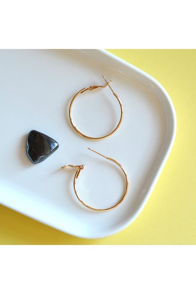 Heppii Thin Hoop Earrings Gold Color Suitable for Daily Use