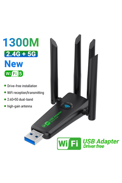 Choice محول واي فاي USB ثنائي النطاق 2.4 جيجاهرتز/5 جيجاهرتز بسرعة 1300 ميجاب...