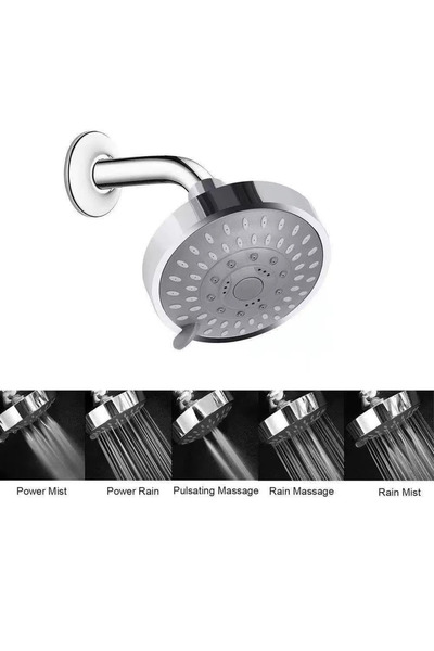 Choice DP-silver 5 Modes High Pressure Shower Head 4Inch Sprayer Adjustable R...