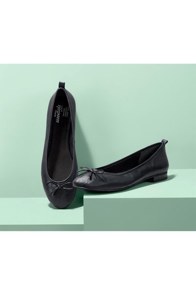 Tchibo حذاء باليرينا نسائي من الجلد باللون الأسود