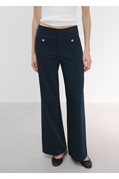 MANGO Woman Mücevher düğmeli düz kesim pantolon
