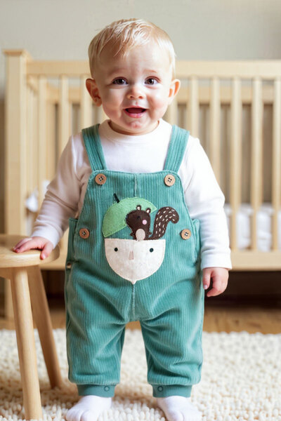 Boboli Baby Boy Squirrel Fruit Printed Salopet Set