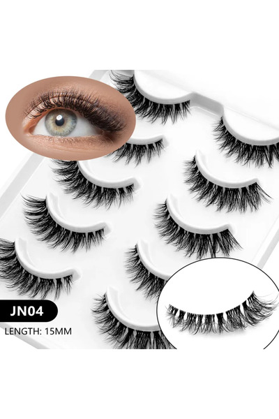Choice ٥ أزواج - JN04 رموش فيلتريناي بتصميم عين القطة، رموش ناعمة طبيعية من ا...