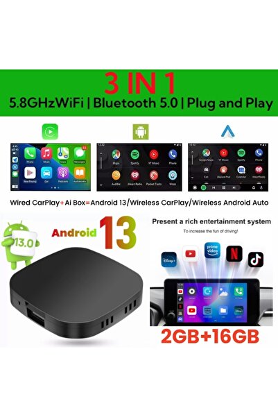 Choice صندوق Carplay AI سعة 2 جيجابايت و16 جيجابايت يعمل بنظام Android 13، صن...