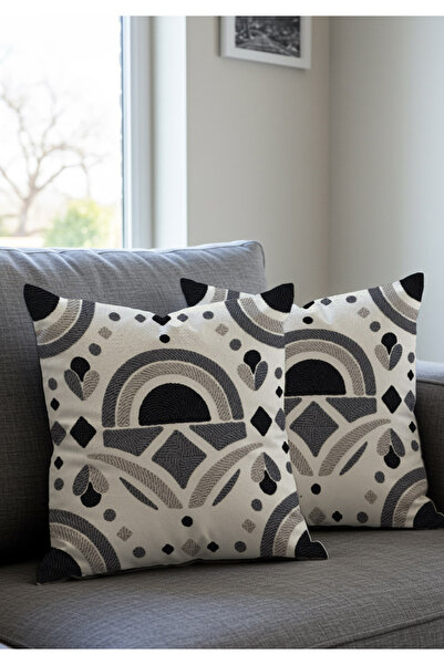 Artvibe Set de 2 huse de pernă cu aspect brodat și imprimat digital, în stil ...