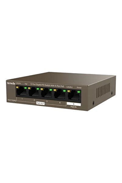 Tenda Switch cu 4 porturi PoE OUT, 1 port PoE IN, Gigabit - TND-TEG1105PD