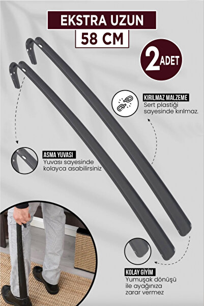Sunplast 2 Adet Siyah 58 Cm Askılı Ayakkabı Çekeceği Uzun Plastik Kerata Renk...