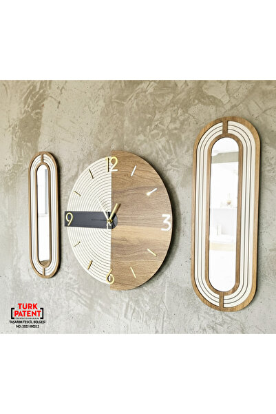 Blackframe Milano design - Açık Gri - Siyah & Koyu meşe Duvar Saati 40x38 cm ...