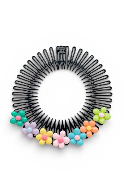 SHEKER HOME Renkli Çiçek Figürlü Esnek Yaylı Hayalet Taç&Toka