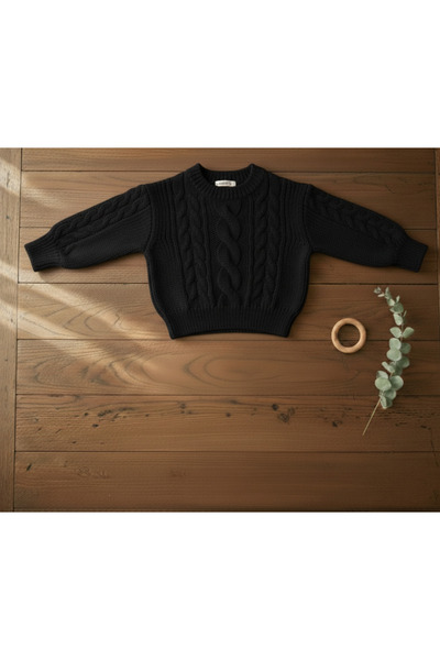 Nimini Kids Knitted Model Modern Crew Neck Unisex Baby Sweater (0-2 Years)