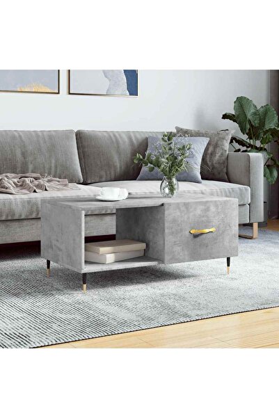 Concept Τραπεζάκι σαλονιού, γκρι σκυροδέματος, 90x50x40 εκ., επεξεργασμένο ξύλο