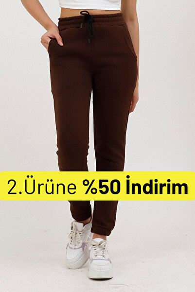 Balenbi هوت 1019 بنطال رياضي نسائي شتوي سميك من الصوف عالي الخصر