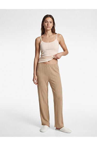 Koton Βαμβακερό παντελόνι πιτζάμα με κορδόνια στη μέση εφαρμοστό