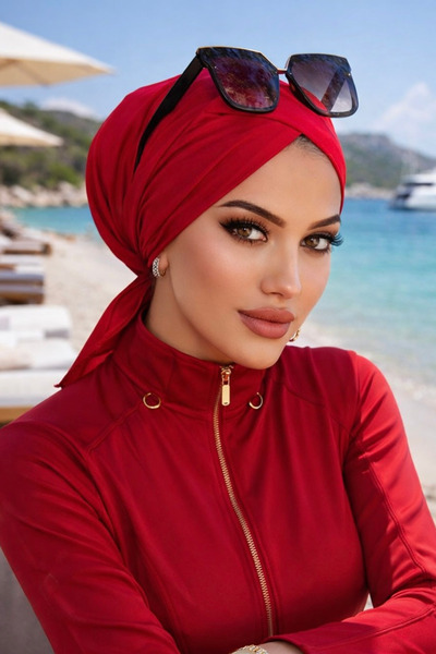 Aişe tesettür Red Cross Sea - Pool Cap Design