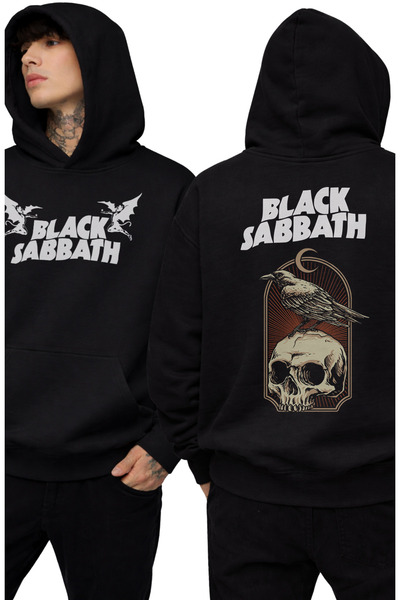 Fuddy Moda Unisex Μαύρο Sabbath Raven Φούτερ με κουκούλα με στάμπα, Oversize ...