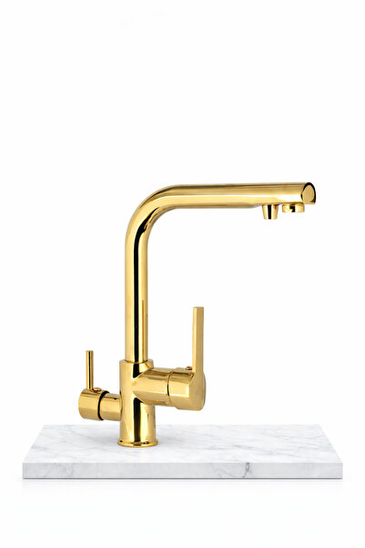 idimax Gold Arıtma Eviye Batarya (3 Yollu) - Komple Pirinç - Fırın Boyalı - M...