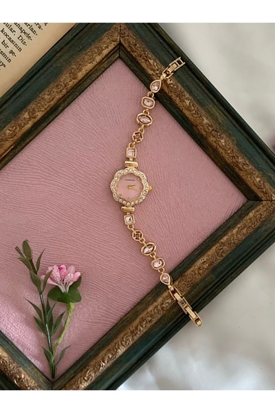 Choppers Vintage Pembe Taş Ayarlanabilir Kordon Kadın Saat Hediye Kutusunda