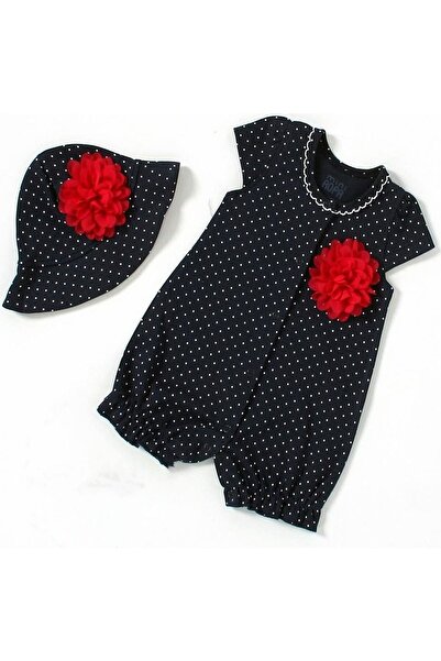 MorPort Miniropa Baby Şapkalı Puantiyeli Salopet Tulum Kız Çocuk Bebek