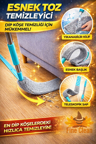 Fine Clean Bükülebilir ve Yıkanabilir Mikrofiber Esnek Toz Alma Aparatı , Dip...