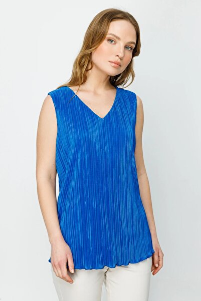 Ekol V-подібний виріз, без рукавів, плісирована мінімалістична жіноча блуза -...