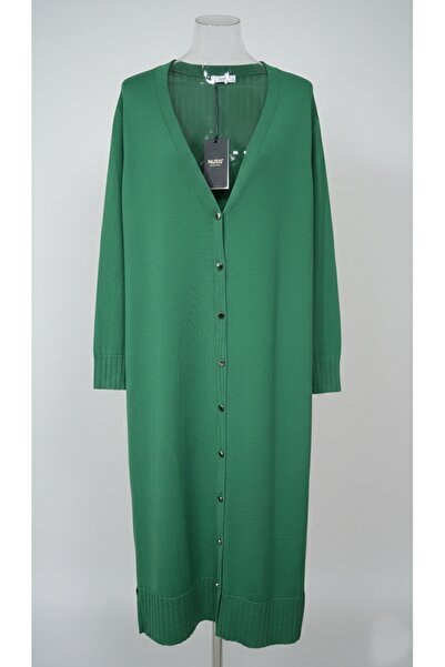 Nuss Triko Uzun kol V yaka düğmeli elbise