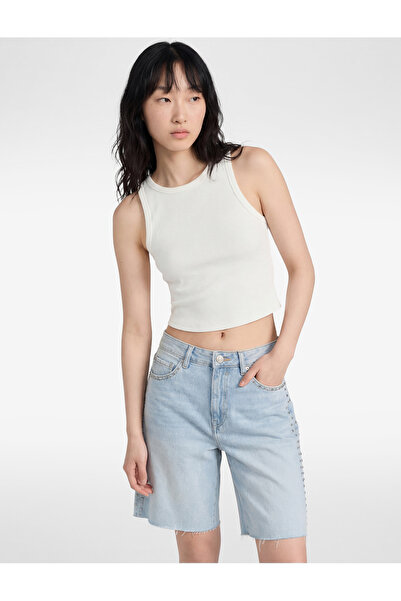 Koton Slim Fit Crew Neck Corded Fabric Sleeveless Tank Top