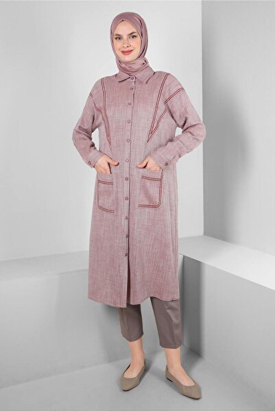 Alvina تونيك بأزرار وجيب بتفاصيل خياطة 43808