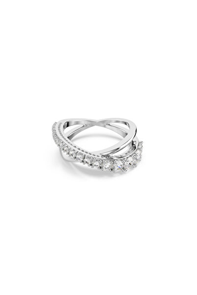 Swarovski Hyperbola Ring, Mixed Cuts, White, Silver-Colored Surface
