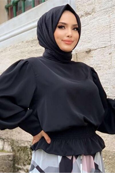 TRENDTESETTÜR KADIN SİYAH BELİ BÜZGÜLÜ DESENLİ ETEKLİ TAKIM T 8928