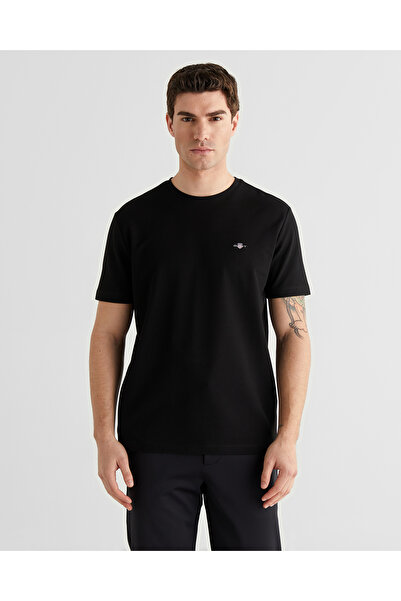Gant Erkek Siyah Bisiklet Yaka Regular Fit T-Shirt