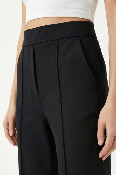 Hamera High-Waist Palazzo Pants with Side Pockets and Topstitching