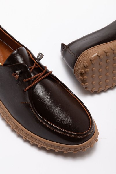 runa shoes Kadın Kahve İçi Hakiki Deri Bağcıklı Ortopedik Babet