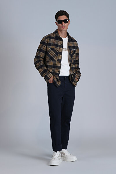 Lufian Men's Slim Fit Navy Blue Chino Trousers - Helt Sports