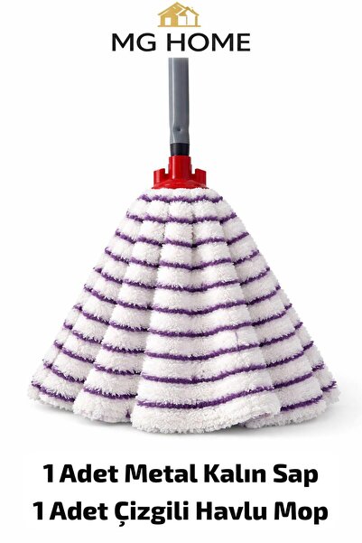 VENON ⭐ÇİZGİLİ HAVLU MOP TEMİZLİK SETİ MİKROFİBER MOP + SOPA METAL SAP TOPLAM...