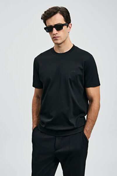 Lufian Tricou Roland pentru bărbați basic negru